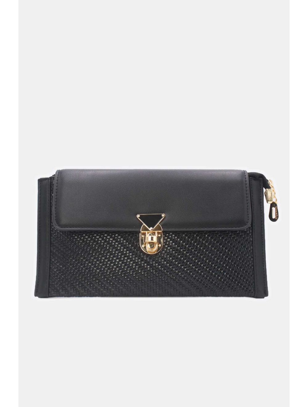 Tom&eva Pochette Bandoulière Effet Tressé 24P-6121-Noir