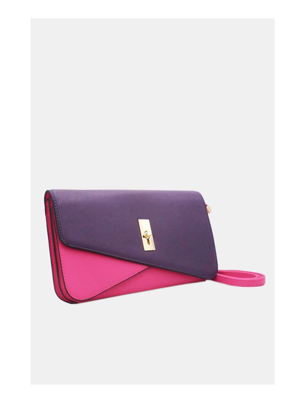 Tom&eva Pochette Bandoulière Rabat Embossé Rayure 24P-6110-Rose/Purple