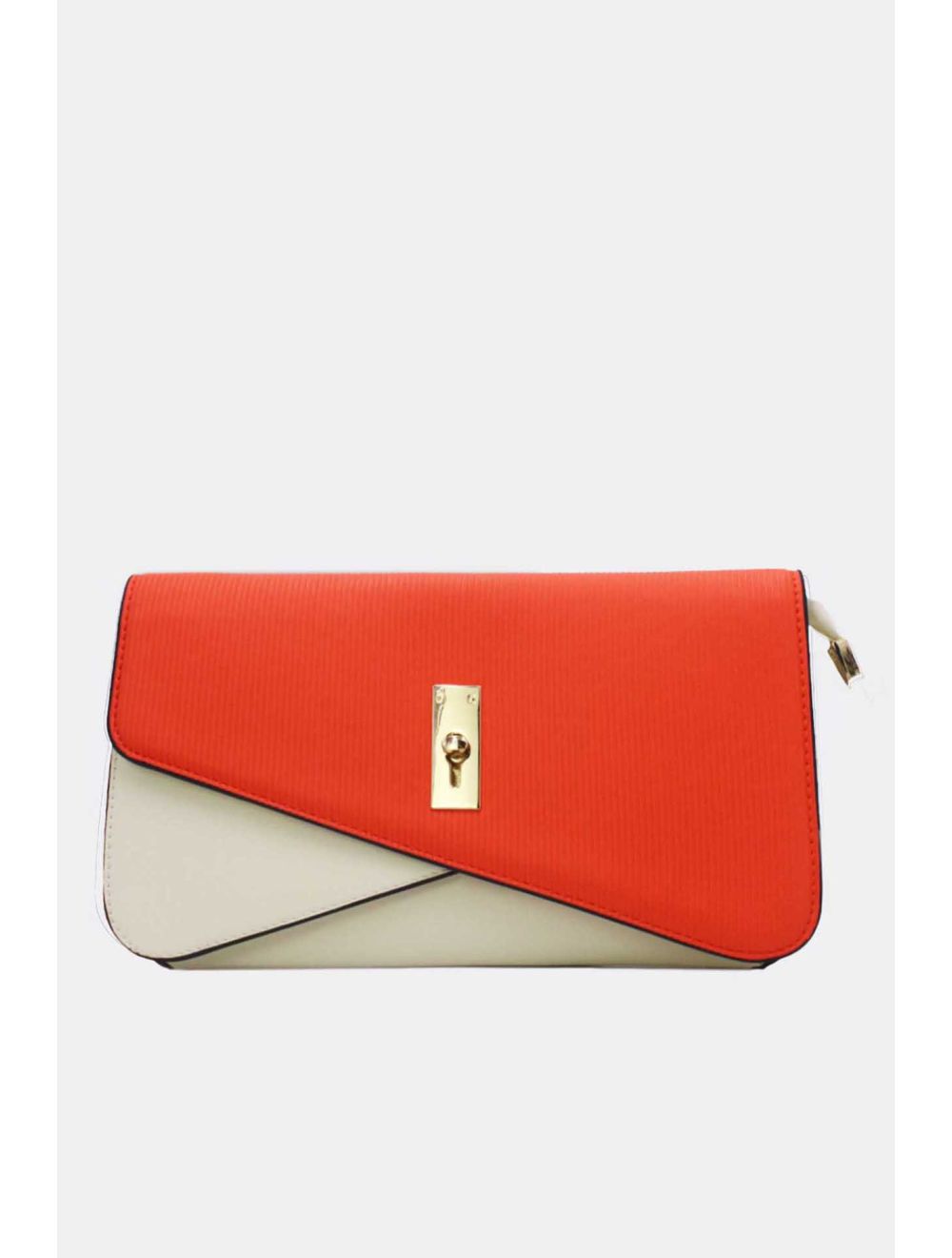 Tom&eva Pochette Bandoulière Rabat Embossé Rayure 24P-6110-White/Orange