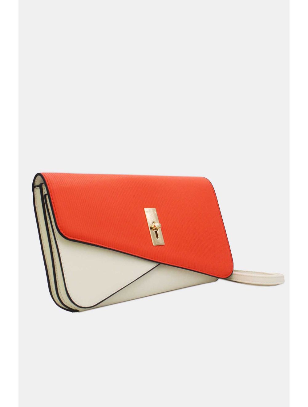 Tom&eva Pochette Bandoulière Rabat Embossé Rayure 24P-6110-White/Orange