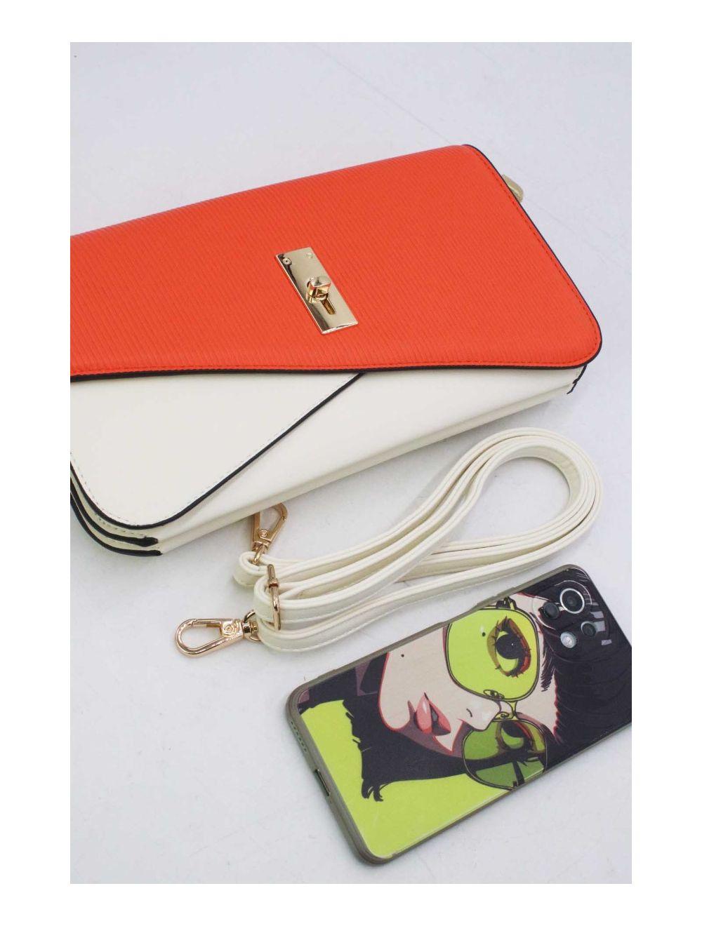 tom&eva Pochette Bandoulière Rabat Embossé Rayure 24P-6110-White/Orange