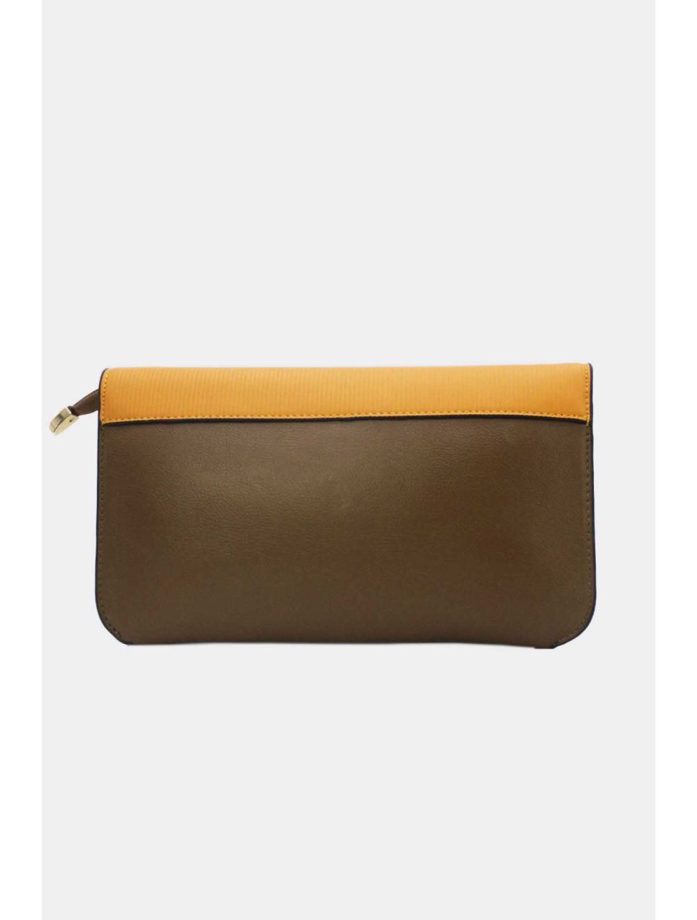 Tom&eva Pochette Bandoulière Rabat Embossé Rayure 24P-6110-Taupe/Yellow