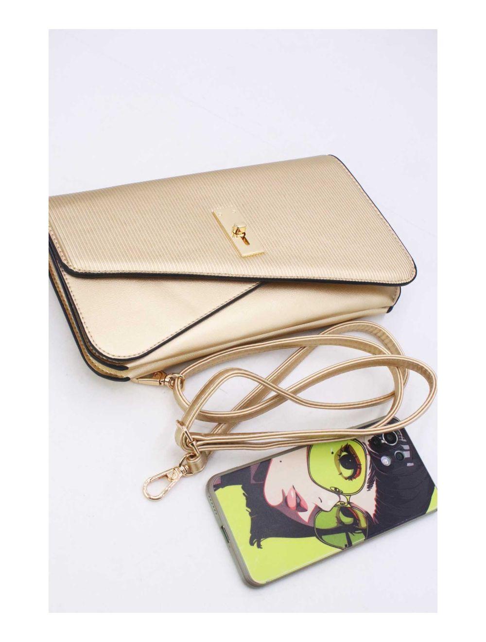 Tom&eva Pochette Bandoulière Rabat Embossé Rayure 24P-6110-Or