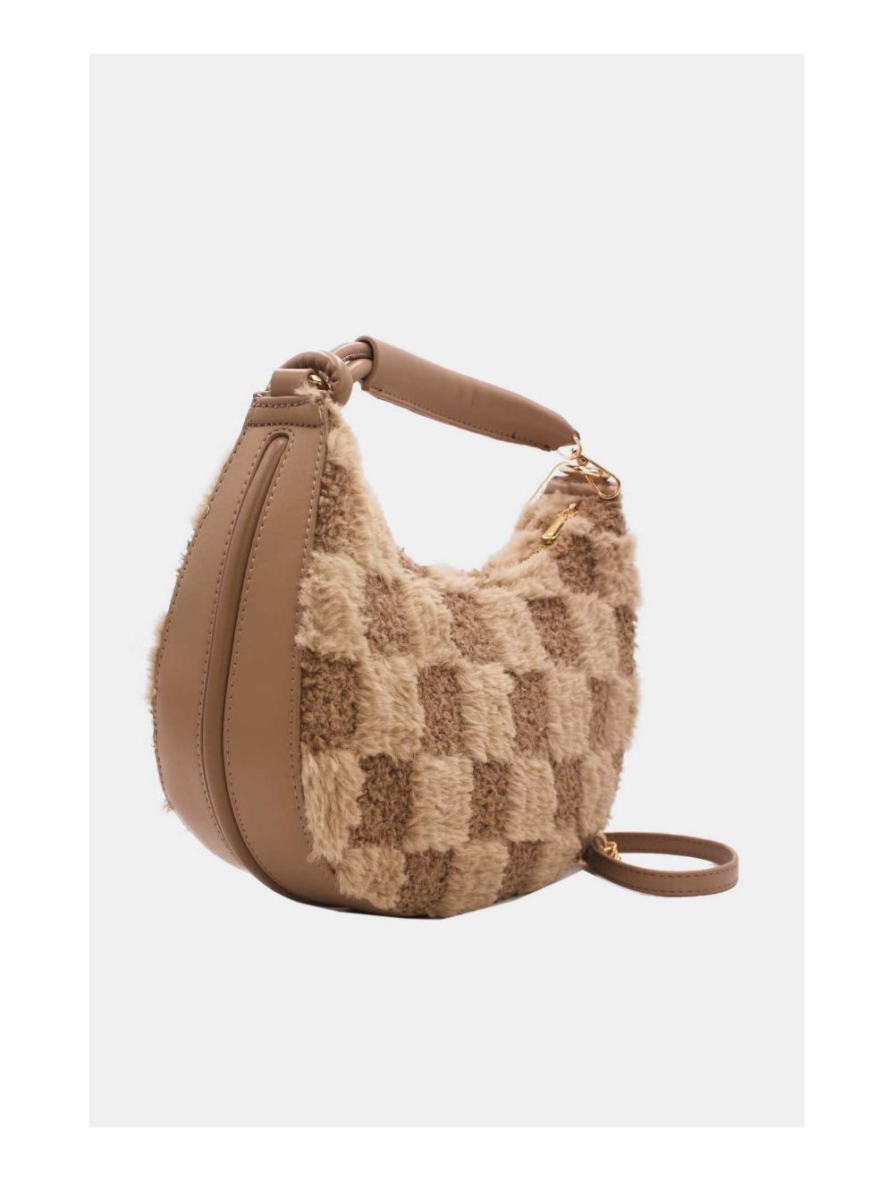 Tom&eva Pochette Demi-Lune En Fausse Fourrure-23P-5685-Kaki
