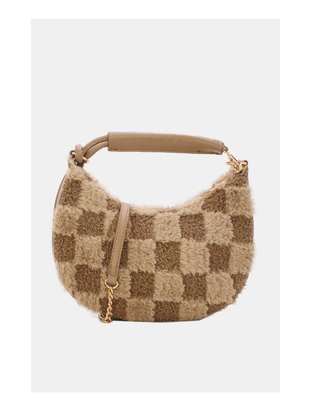 Tom&eva Pochette Demi-Lune En Fausse Fourrure-23P-5685-Kaki