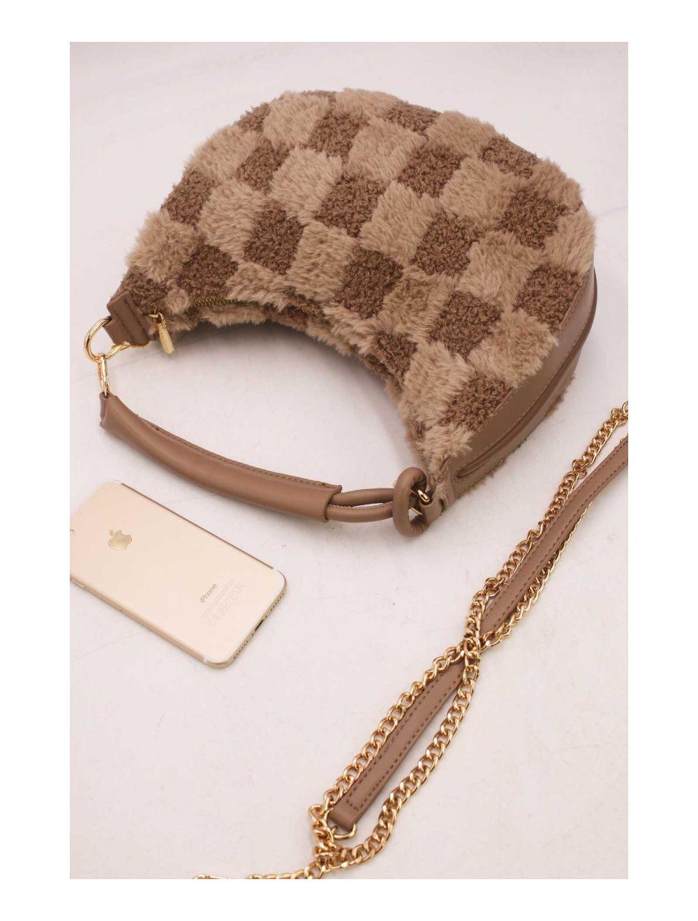 tom&eva Pochette Demi-Lune En Fausse Fourrure-23P-5685-Kaki