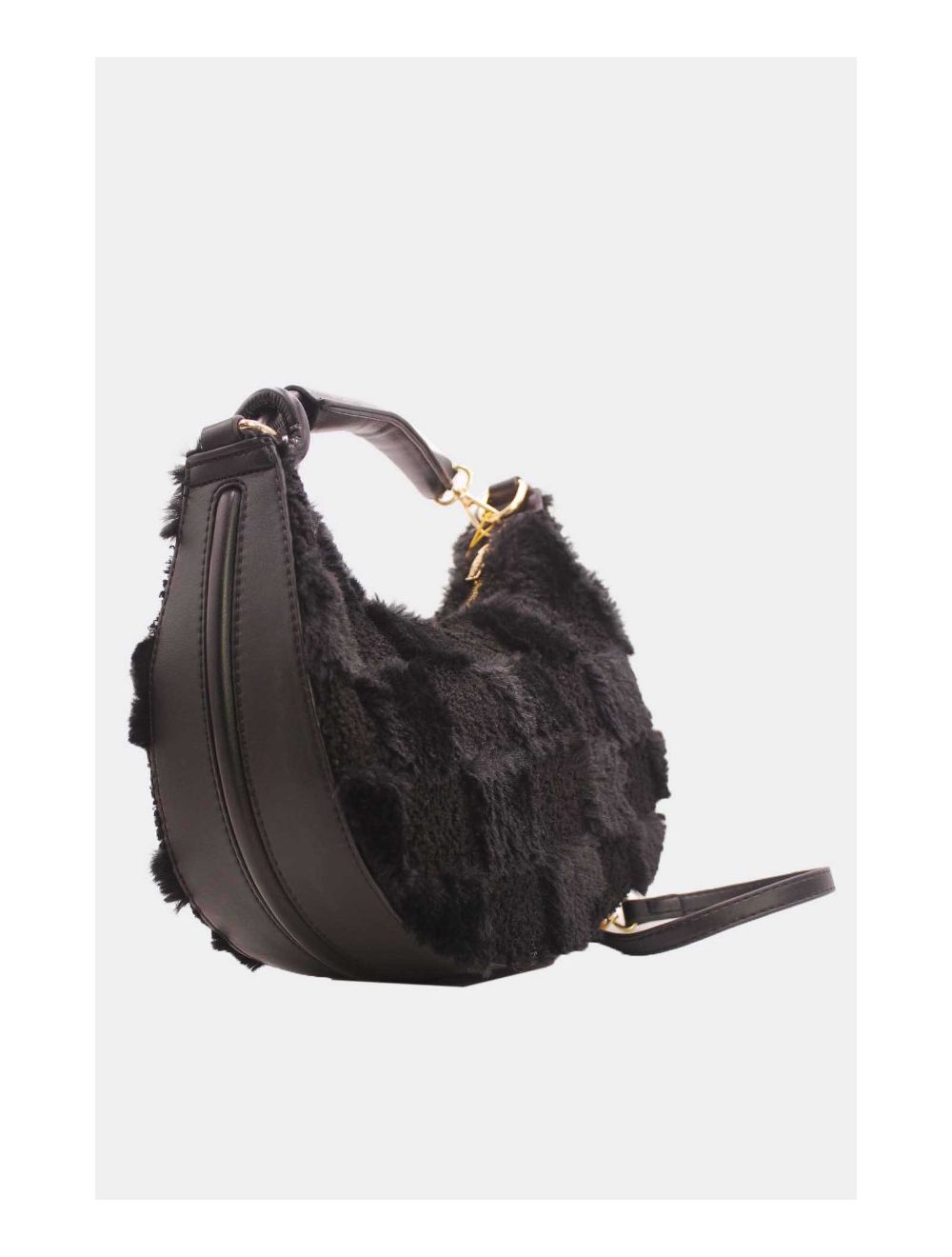 Tom&eva Pochette Demi-Lune En Fausse Fourrure-23P-5685-Noir