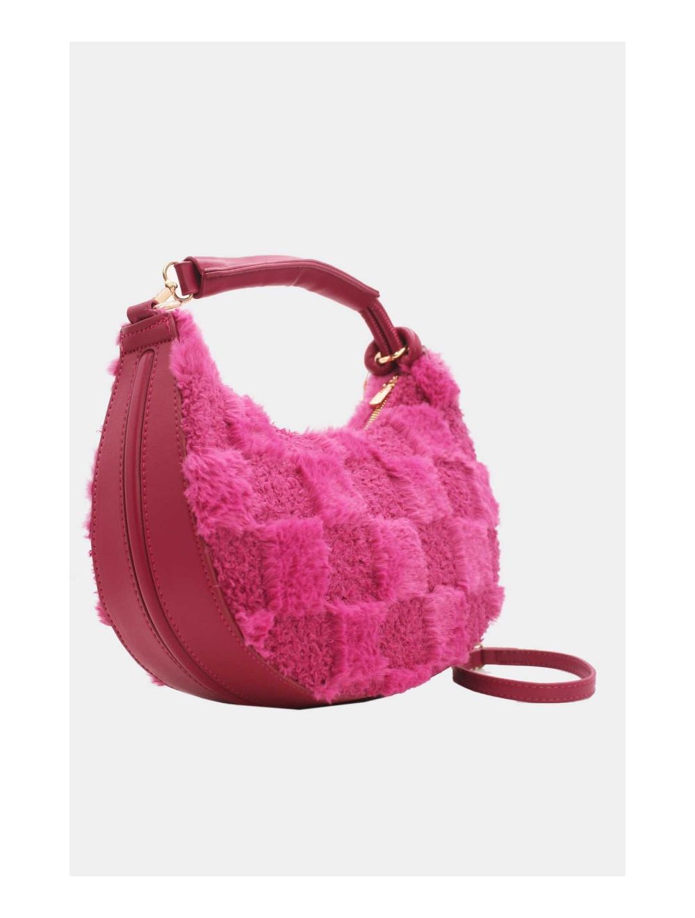 Tom&eva Pochette Demi-Lune En Fausse Fourrure-23P-5685-Rose