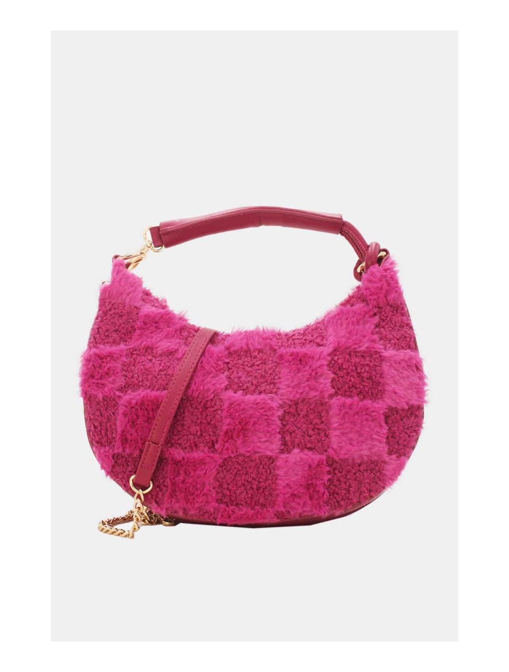 Tom&eva Pochette Demi-Lune En Fausse Fourrure-23P-5685-Rose