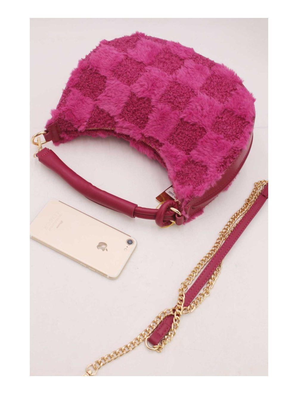 tom&eva Pochette Demi-Lune En Fausse Fourrure-23P-5685-Rose