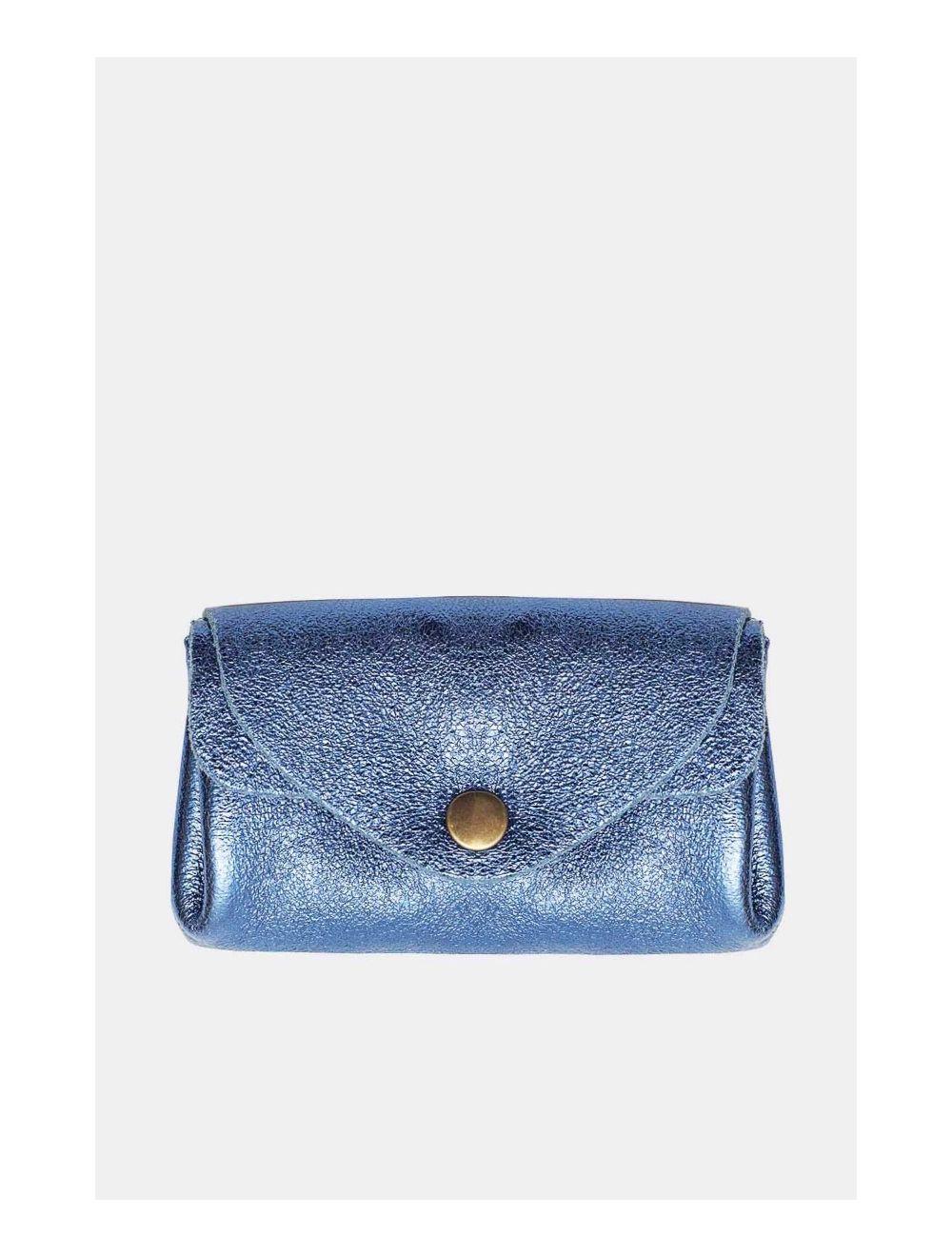 Tom&eva Pochette En Croûte Cuir Vachette Métallisé 4903 SUZIE METAL-Blue Metal