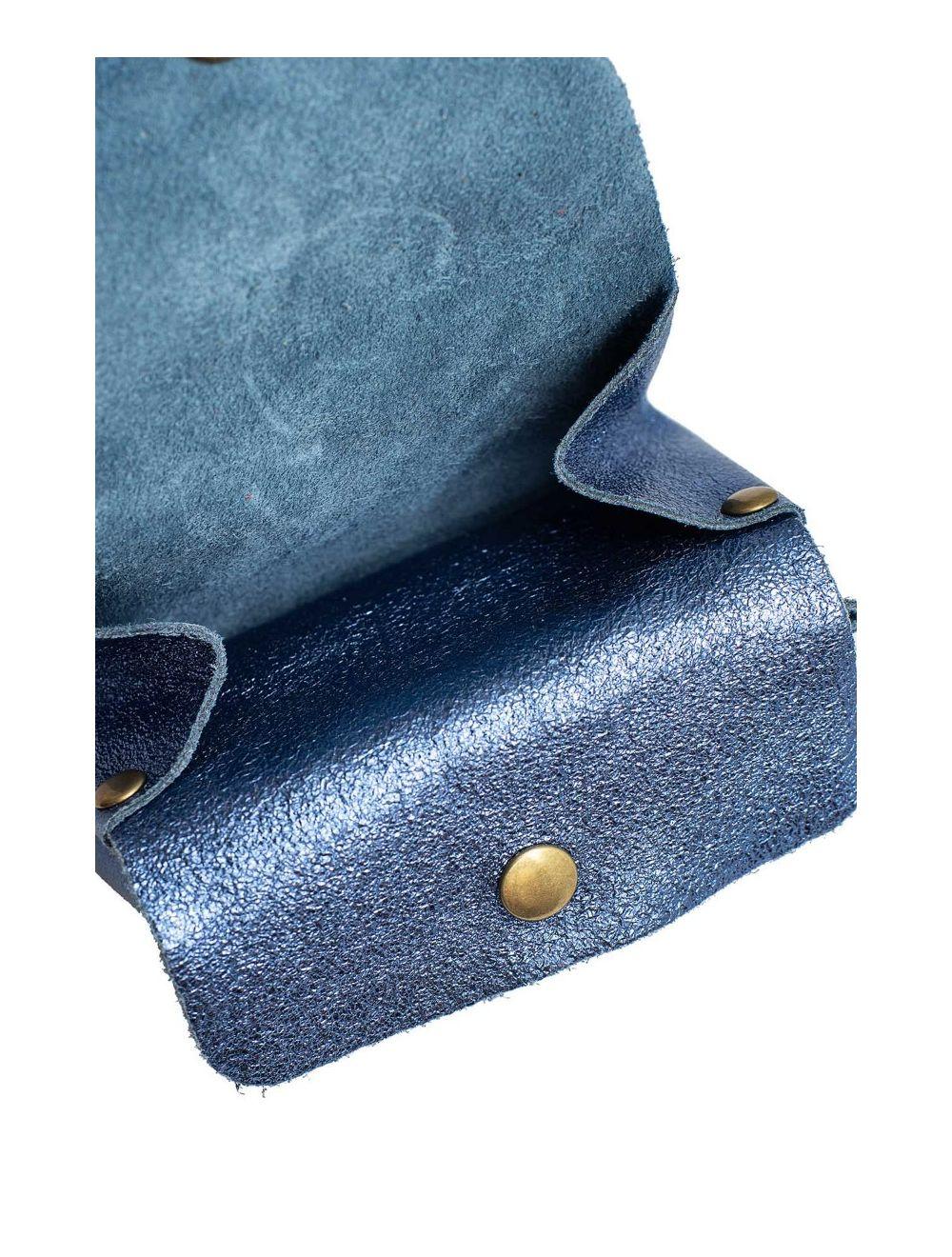 Tom&eva Pochette En Croûte Cuir Vachette Métallisé 4903 SUZIE METAL-Blue Metal