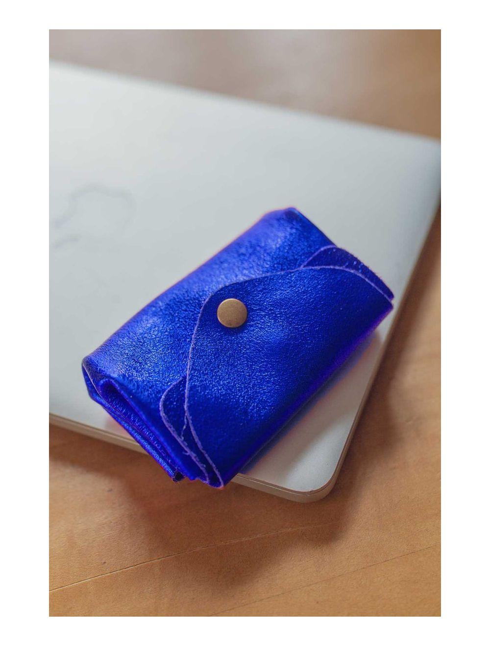 Tom&eva Pochette En Croûte Cuir Vachette Métallisé 4903 SUZIE METAL-Blue Roi Metal