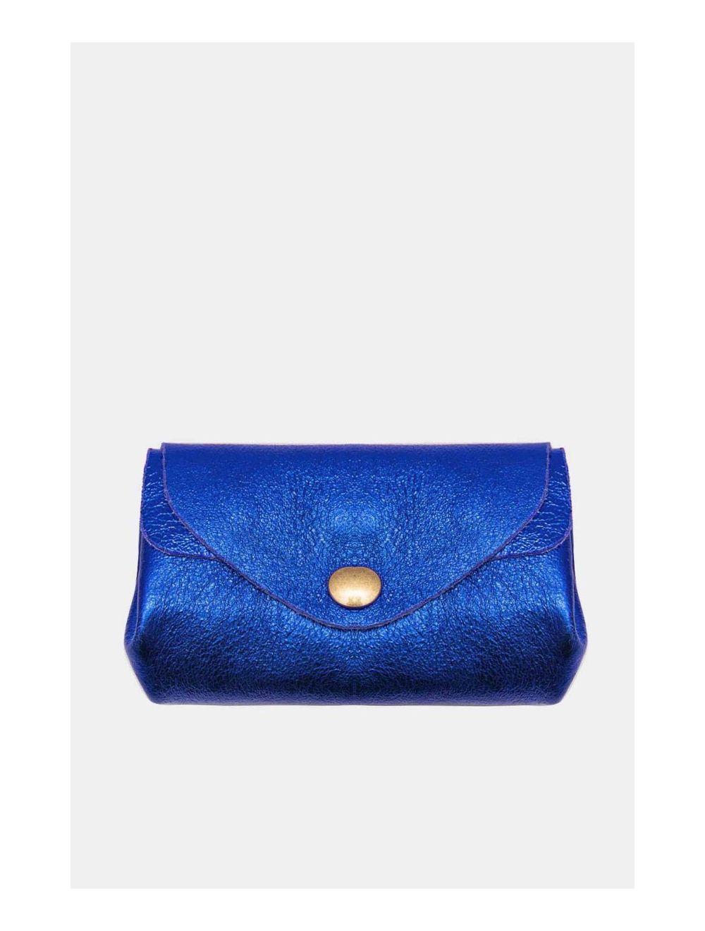 Tom&eva Pochette En Croûte Cuir Vachette Métallisé 4903 SUZIE METAL-Blue Roi Metal