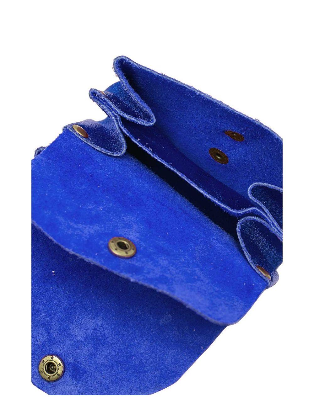 tom&eva Pochette en Croûte Cuir Vachette Métallisé 4903 SUZIE METAL-Blue Roi Metal