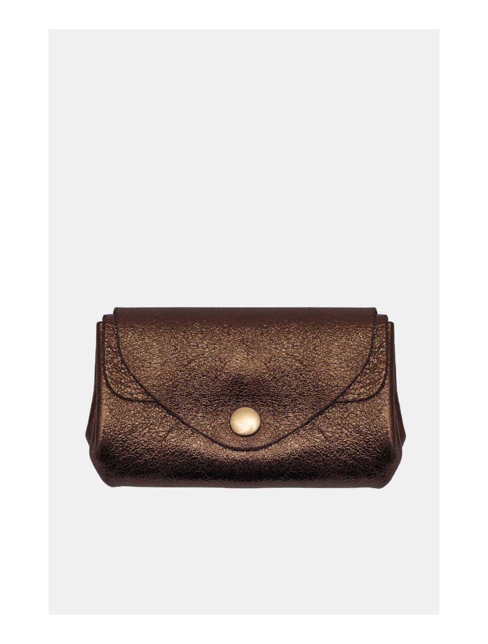 Tom&eva Pochette En Croûte Cuir Vachette Métallisé 4903 SUZIE METAL-Chocolat