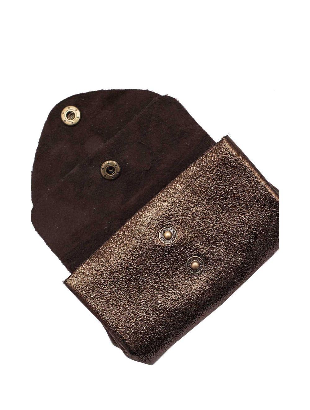 Tom&eva Pochette En Croûte Cuir Vachette Métallisé 4903 SUZIE METAL-Chocolat