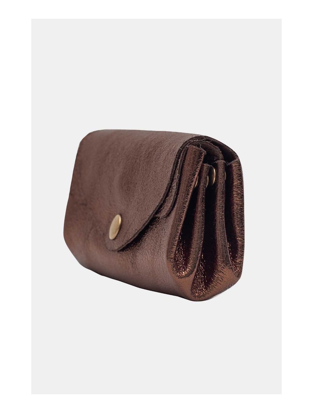 tom&eva Pochette en Croûte Cuir Vachette Métallisé 4903 SUZIE METAL-Chocolat