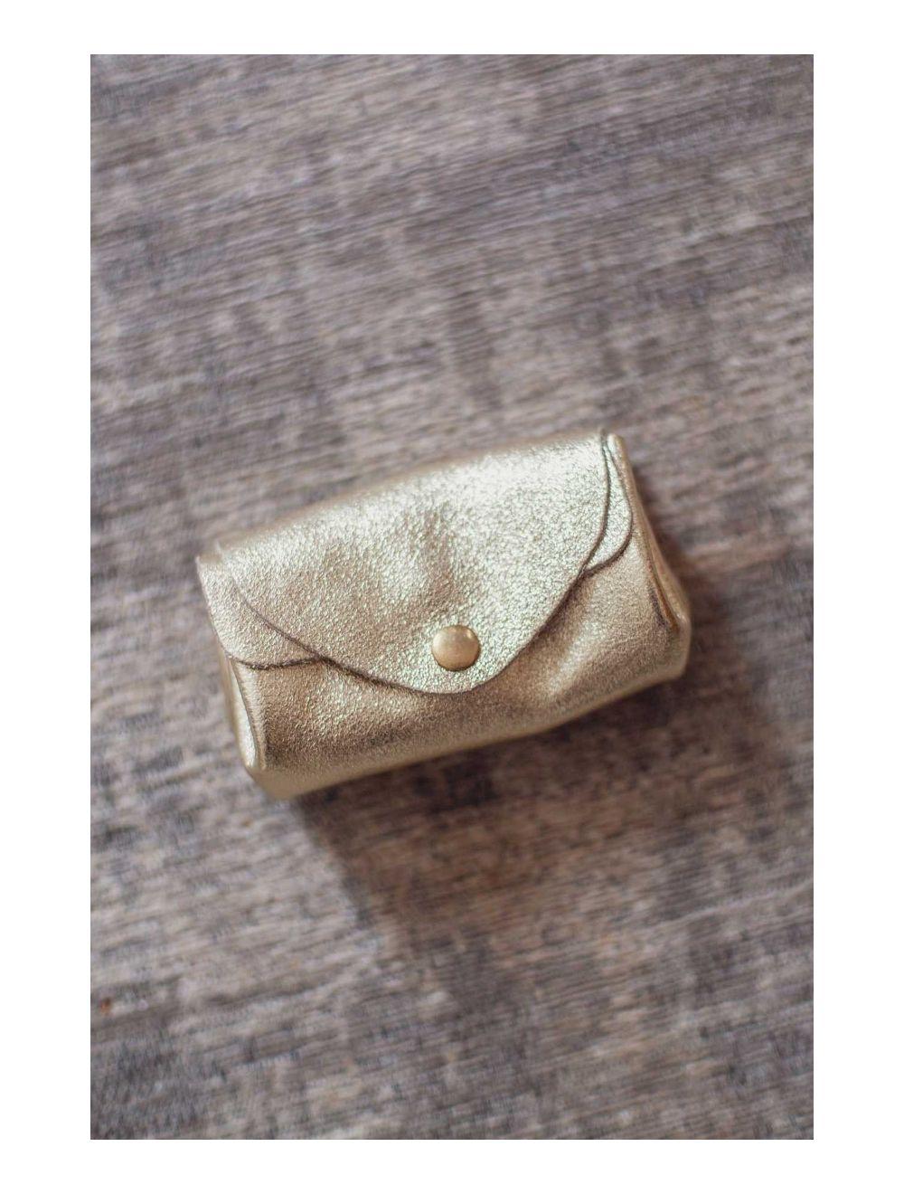 tom&eva Pochette en Croûte Cuir Vachette Métallisé 4903 SUZIE METAL-Doré