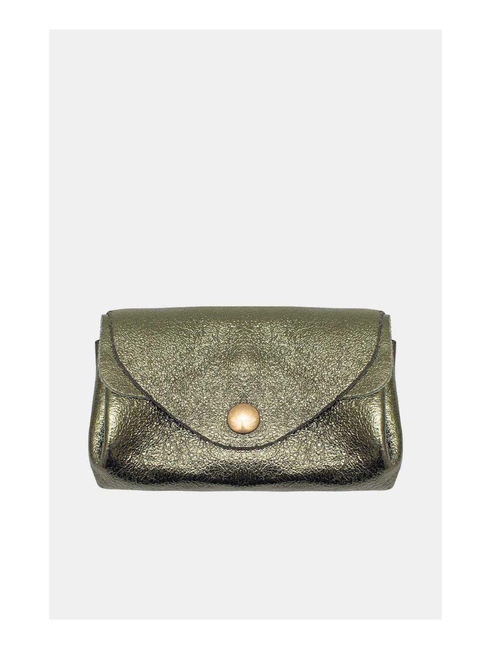 Tom&eva Pochette En Croûte Cuir Vachette Métallisé 4903 SUZIE METAL-Kaki