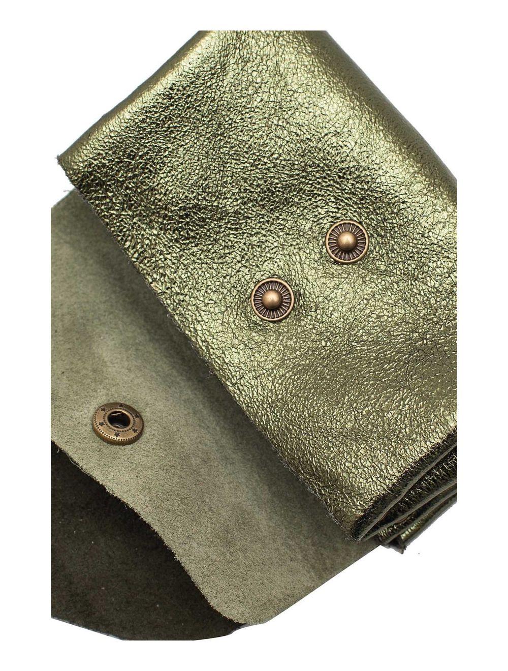 Tom&eva Pochette En Croûte Cuir Vachette Métallisé 4903 SUZIE METAL-Kaki