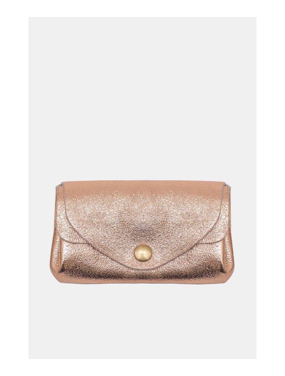 Tom&eva Pochette En Croûte Cuir Vachette Métallisé 4903 SUZIE METAL-Rose Metal