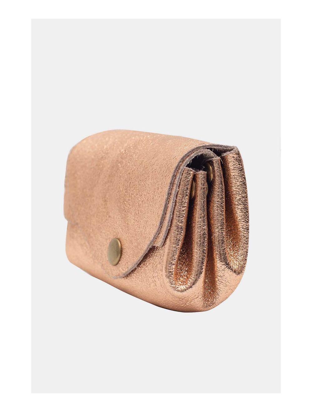 Tom&eva Pochette En Croûte Cuir Vachette Métallisé 4903 SUZIE METAL-Rose Metal