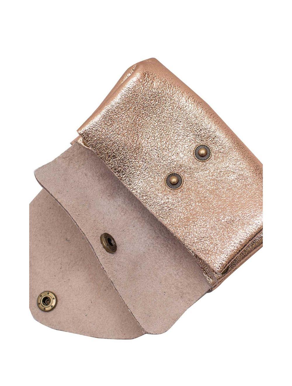 Tom&eva Pochette En Croûte Cuir Vachette Métallisé 4903 SUZIE METAL-Rose Metal