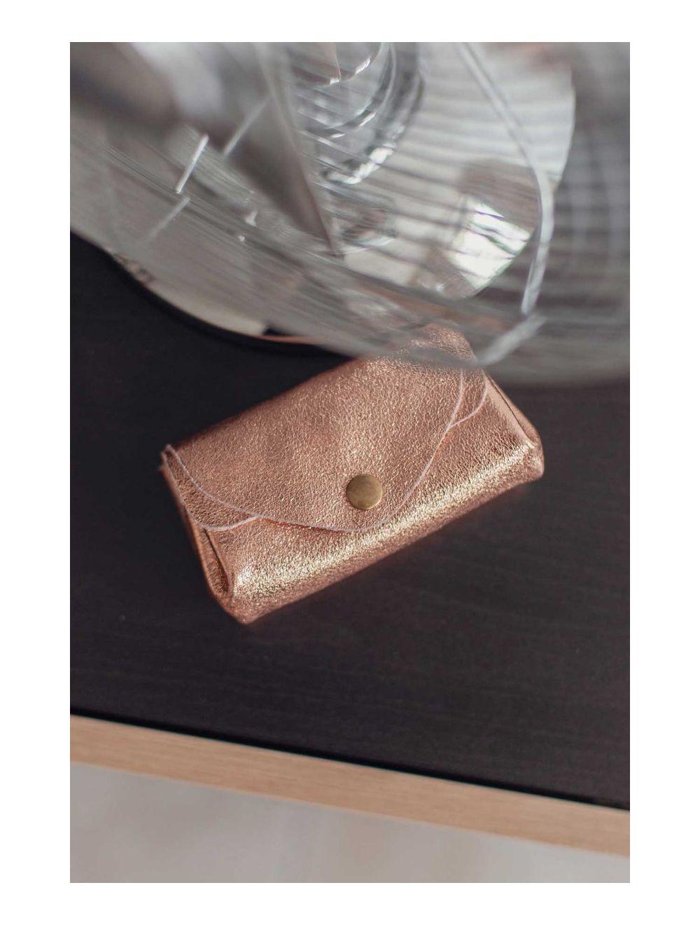 tom&eva Pochette en Croûte Cuir Vachette Métallisé 4903 SUZIE METAL-Rose Metal