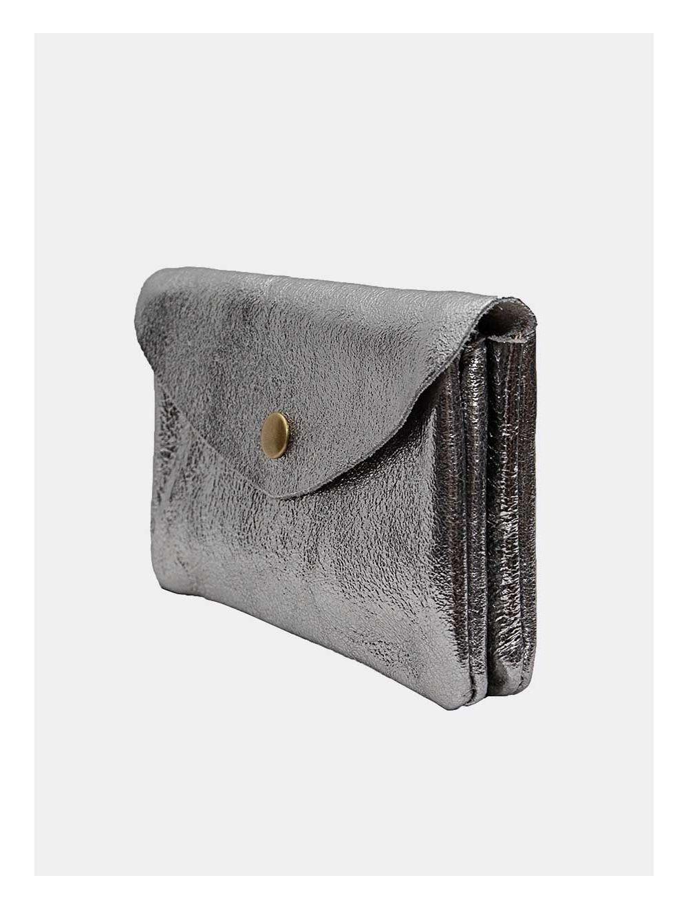 Tom&eva Pochette En Croûte Cuir Vachette Métallisé KEREN 4047-ARGENT
