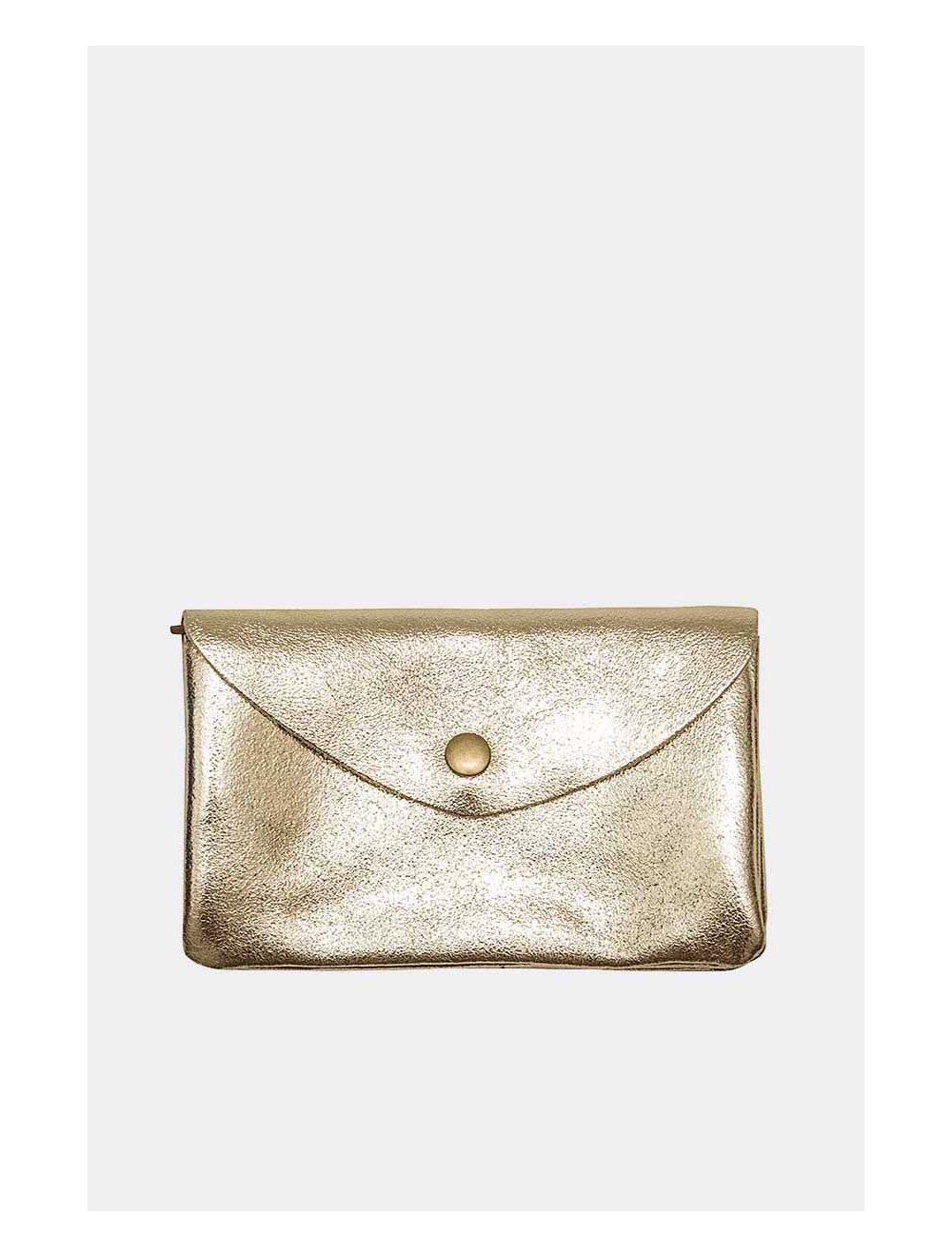 tom&eva Pochette en Croûte Cuir Vachette Métallisé KEREN 4047-OR