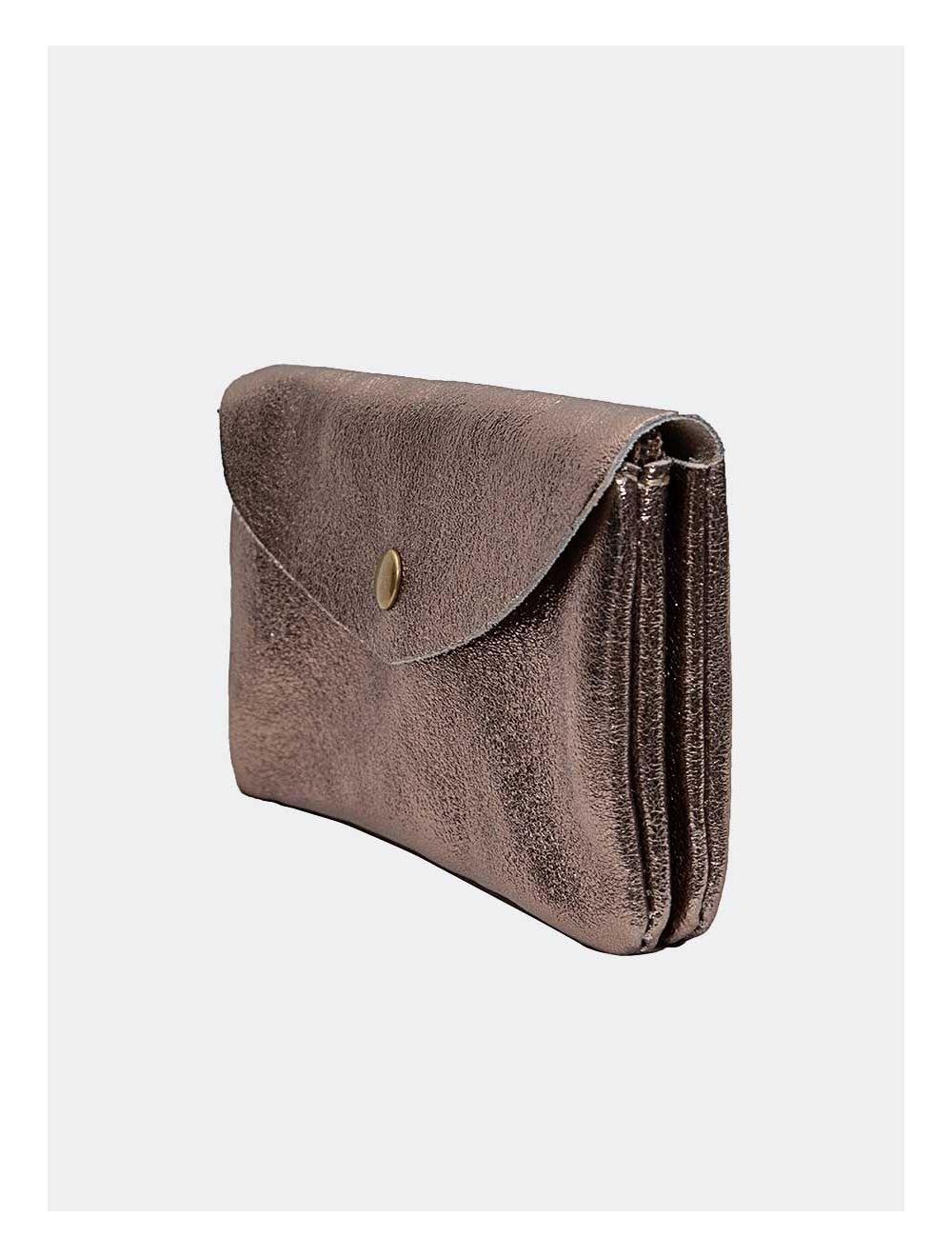 Tom&eva Pochette En Croûte Cuir Vachette Métallisé KEREN 4047-ETAIN