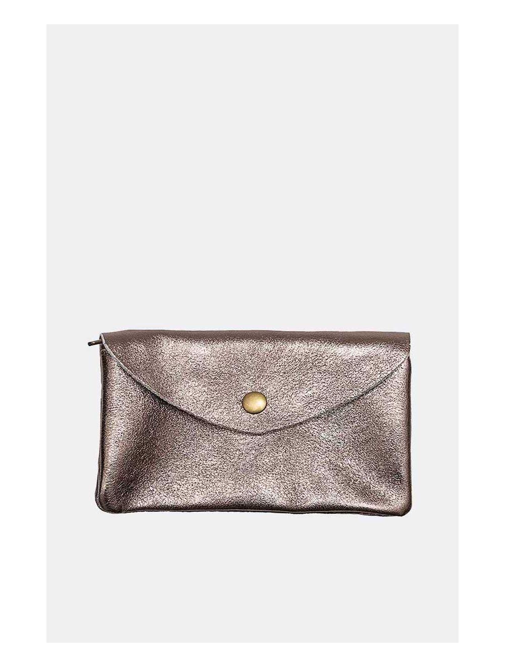 tom&eva Pochette en Croûte Cuir Vachette Métallisé KEREN 4047-ETAIN