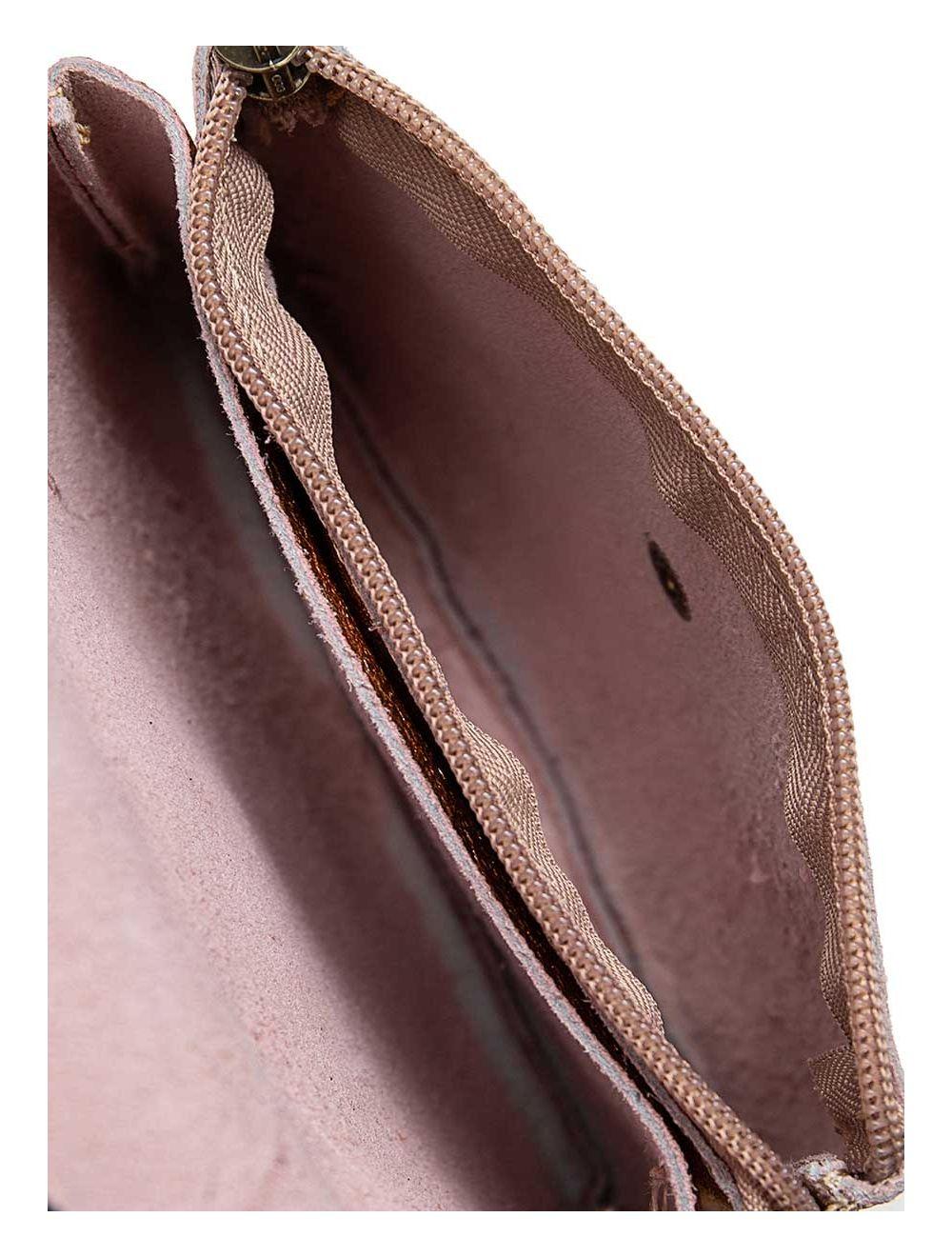 Tom&eva Pochette En Croûte Cuir Vachette Métallisé KEREN 4047-ROSE METAL
