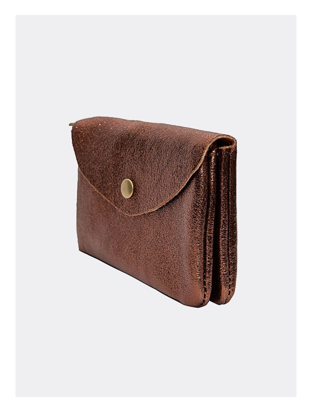 Tom&eva Pochette En Croûte Cuir Vachette Métallisé KEREN 4047-BRONZE