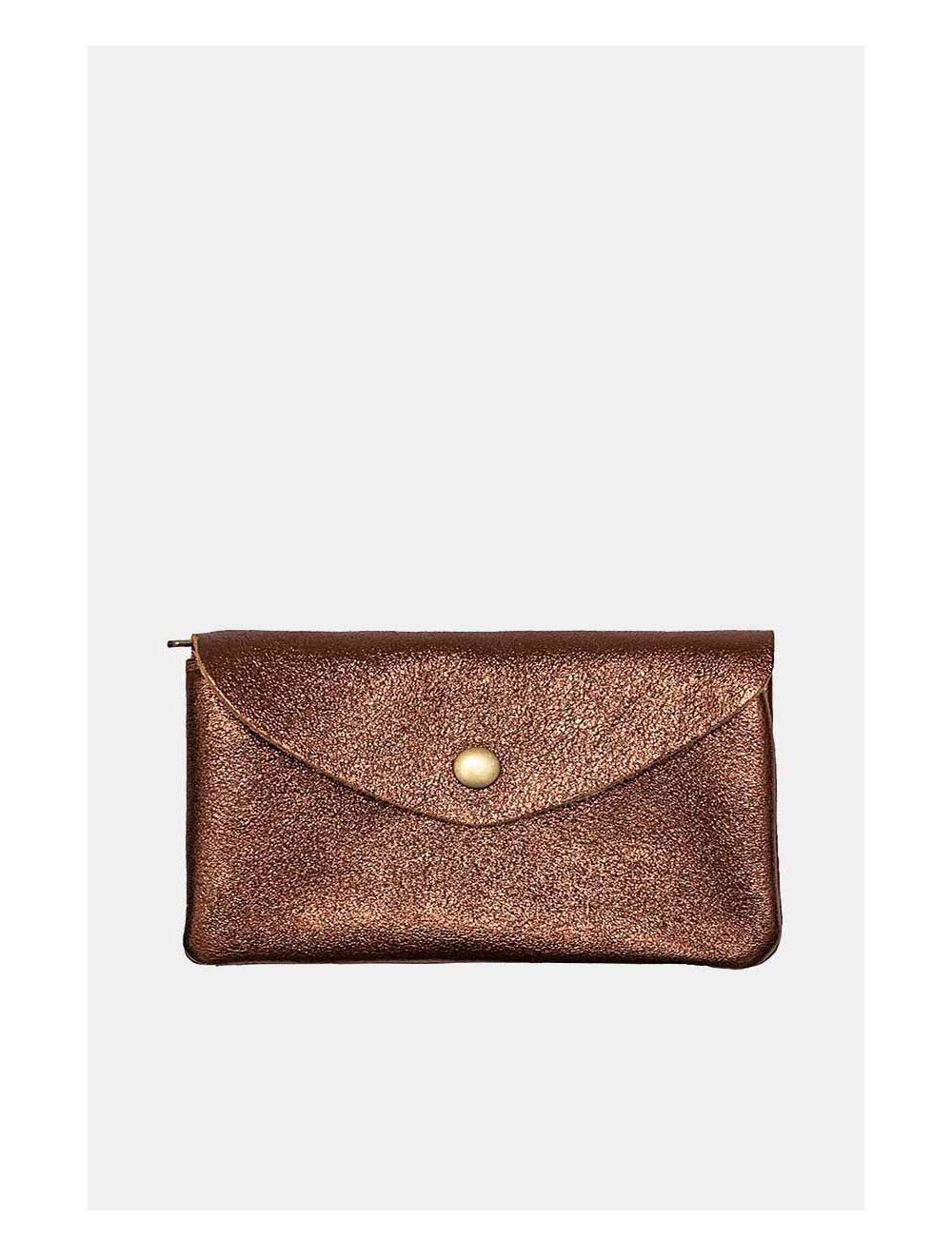 tom&eva Pochette en Croûte Cuir Vachette Métallisé KEREN 4047-BRONZE