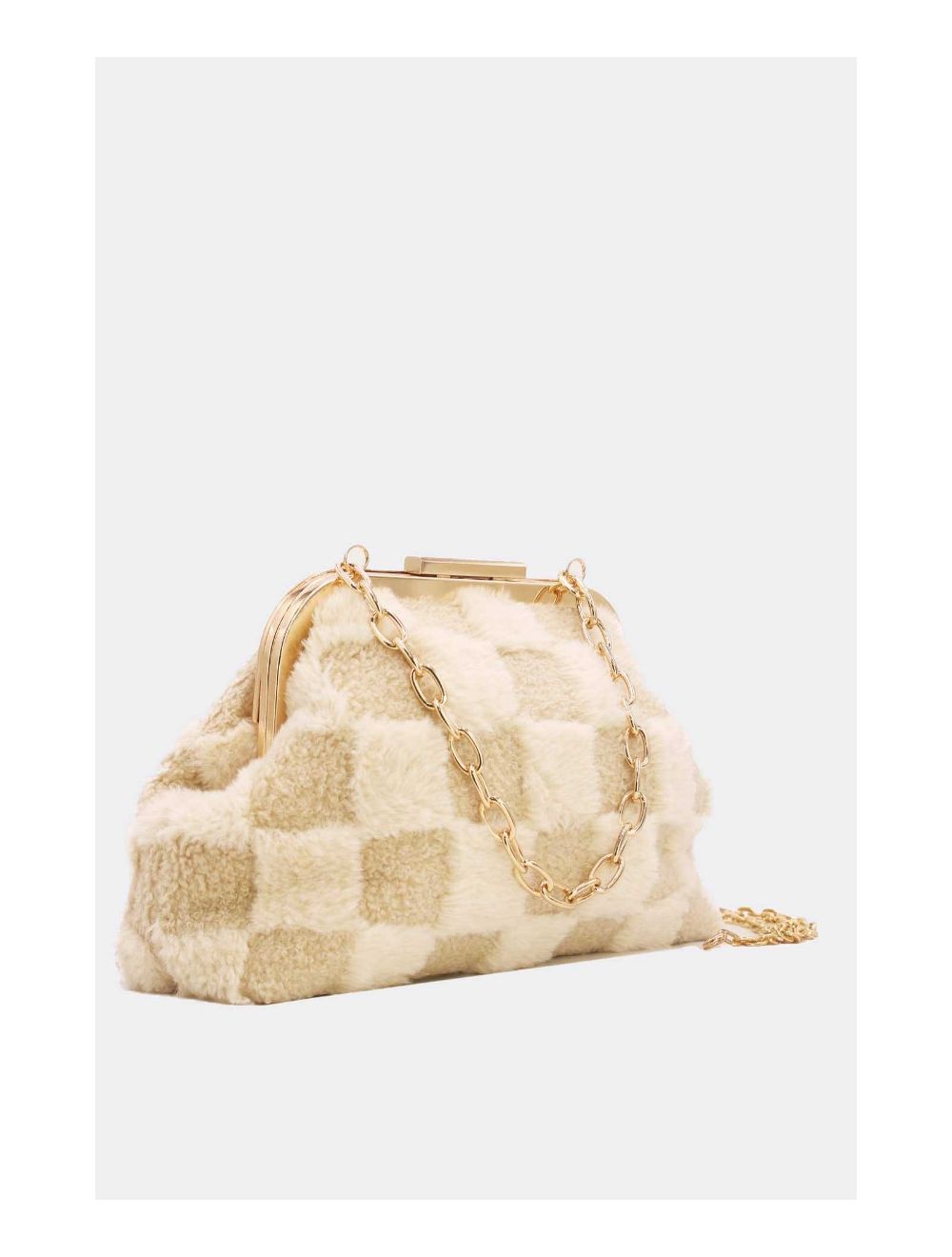 Tom&eva Pochette Fausse Fourrure Avec Chaîne-23P-5683-Abricot