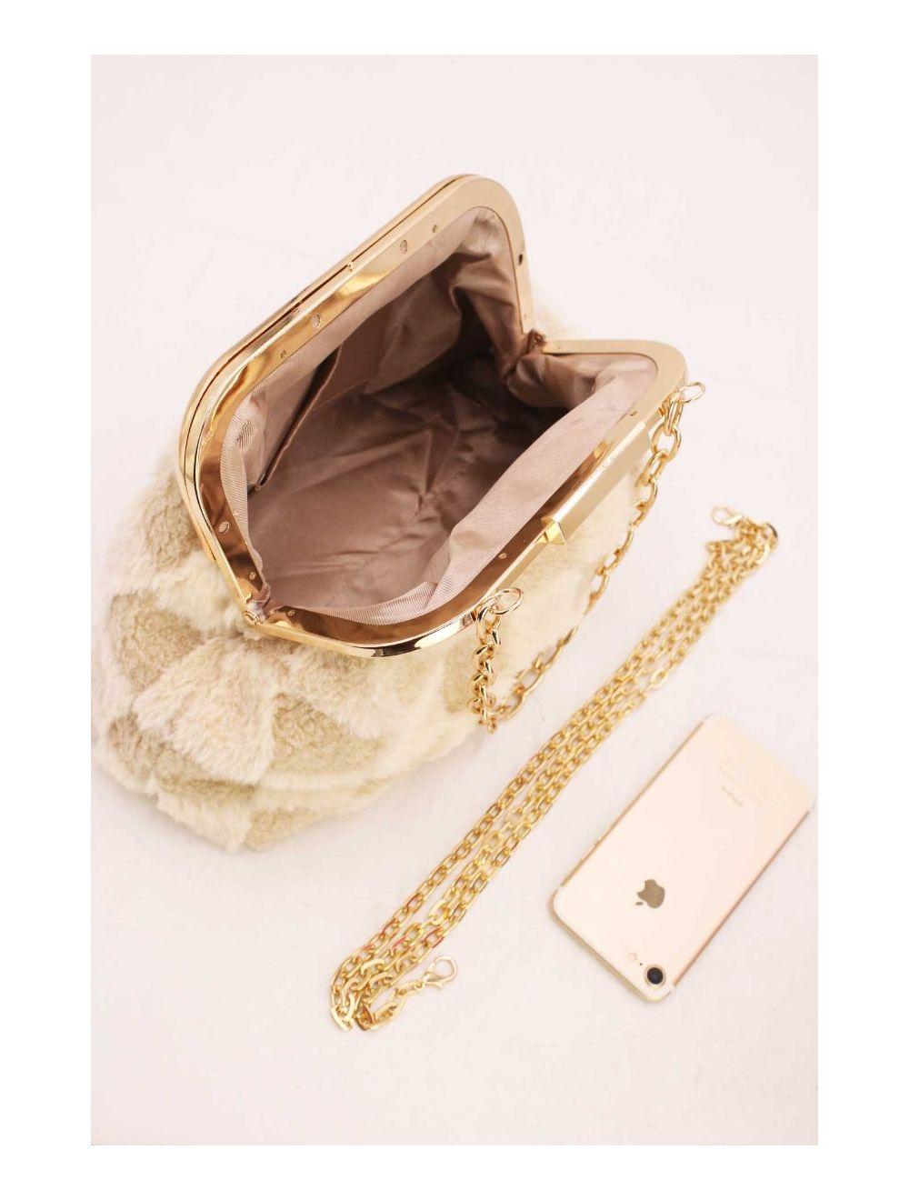 tom&eva Pochette Fausse Fourrure Avec Chaîne-23P-5683-Abricot