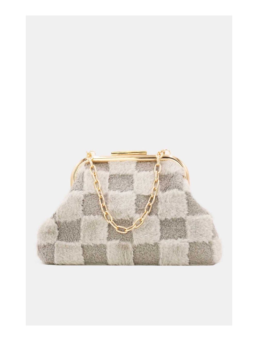 Tom&eva Pochette Fausse Fourrure Avec Chaîne-23P-5683-Gris