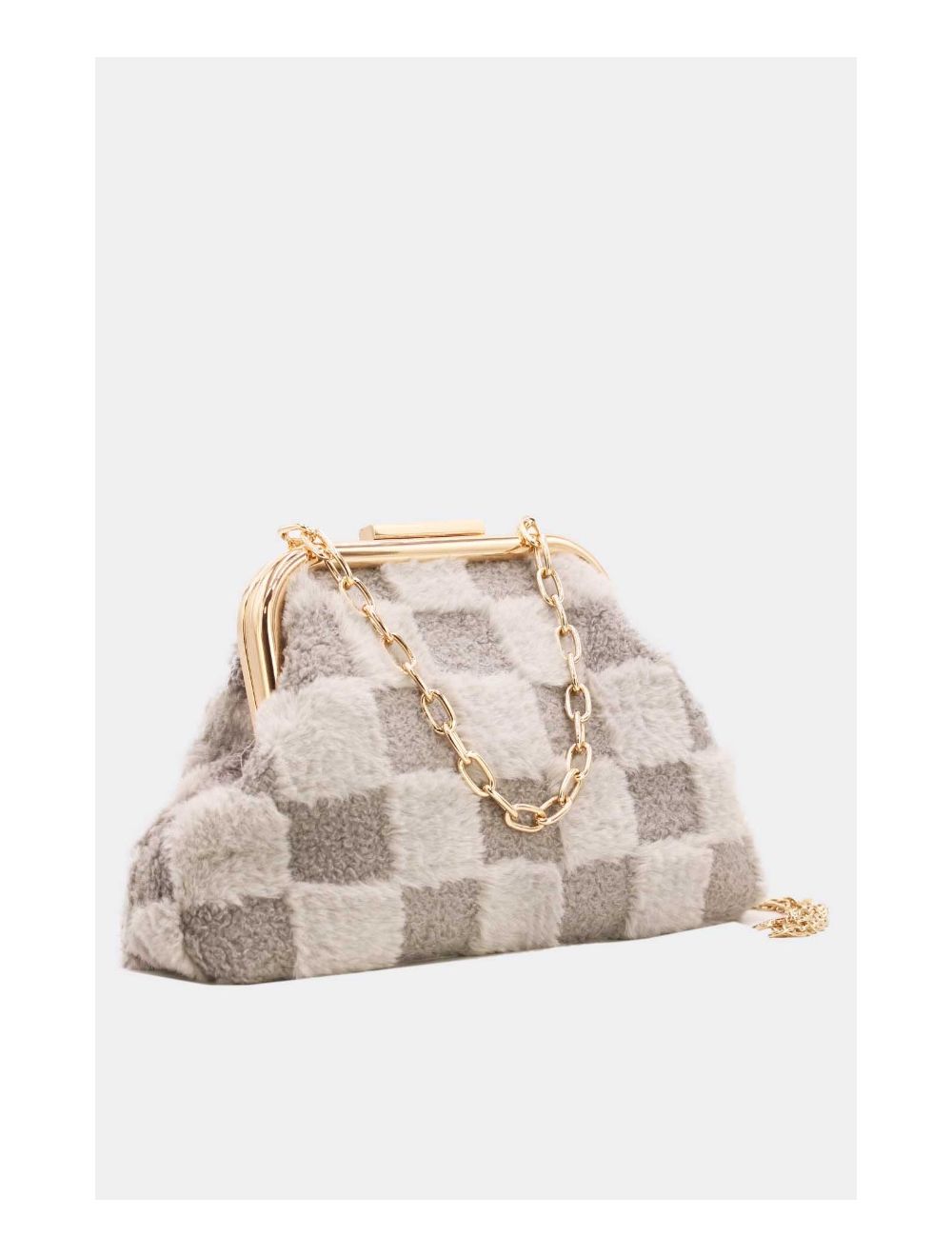 Tom&eva Pochette Fausse Fourrure Avec Chaîne-23P-5683-Gris