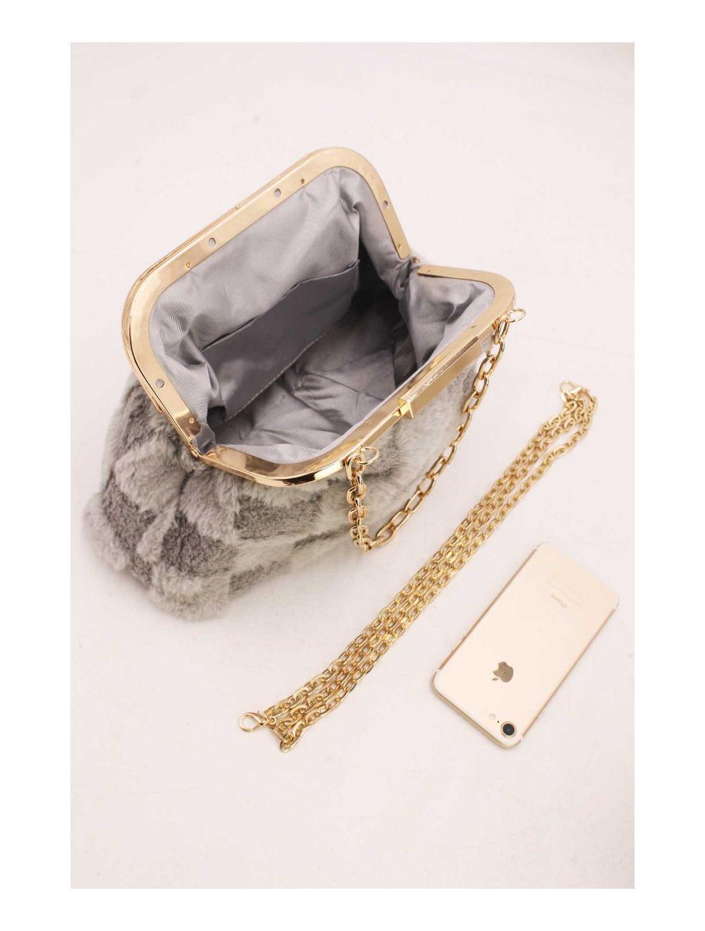 tom&eva Pochette Fausse Fourrure Avec Chaîne-23P-5683-Gris