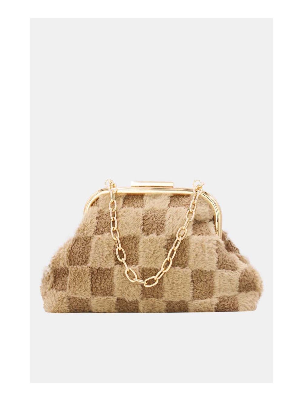 Tom&eva Pochette Fausse Fourrure Avec Chaîne-23P-5683-Khaki
