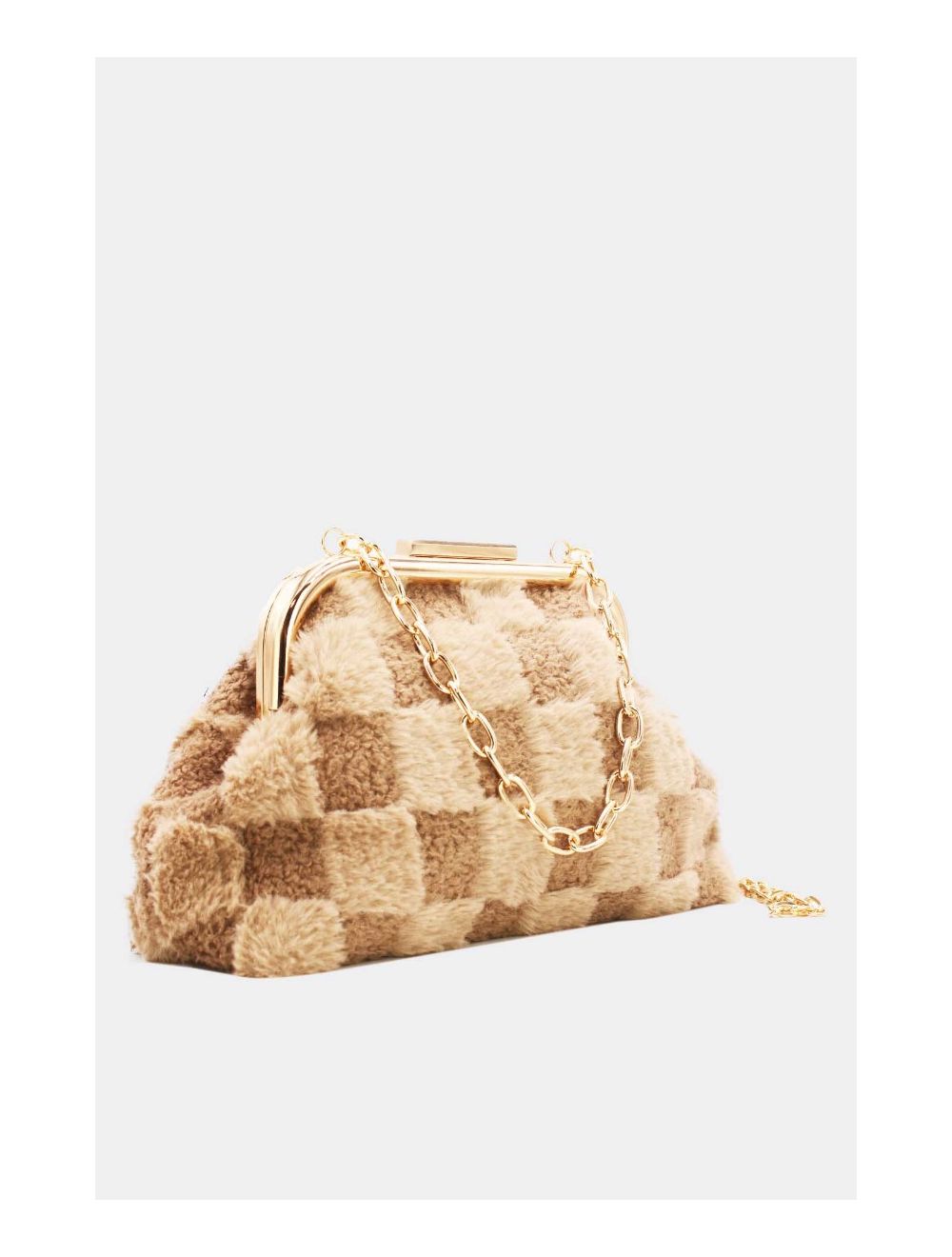 Tom&eva Pochette Fausse Fourrure Avec Chaîne-23P-5683-Khaki