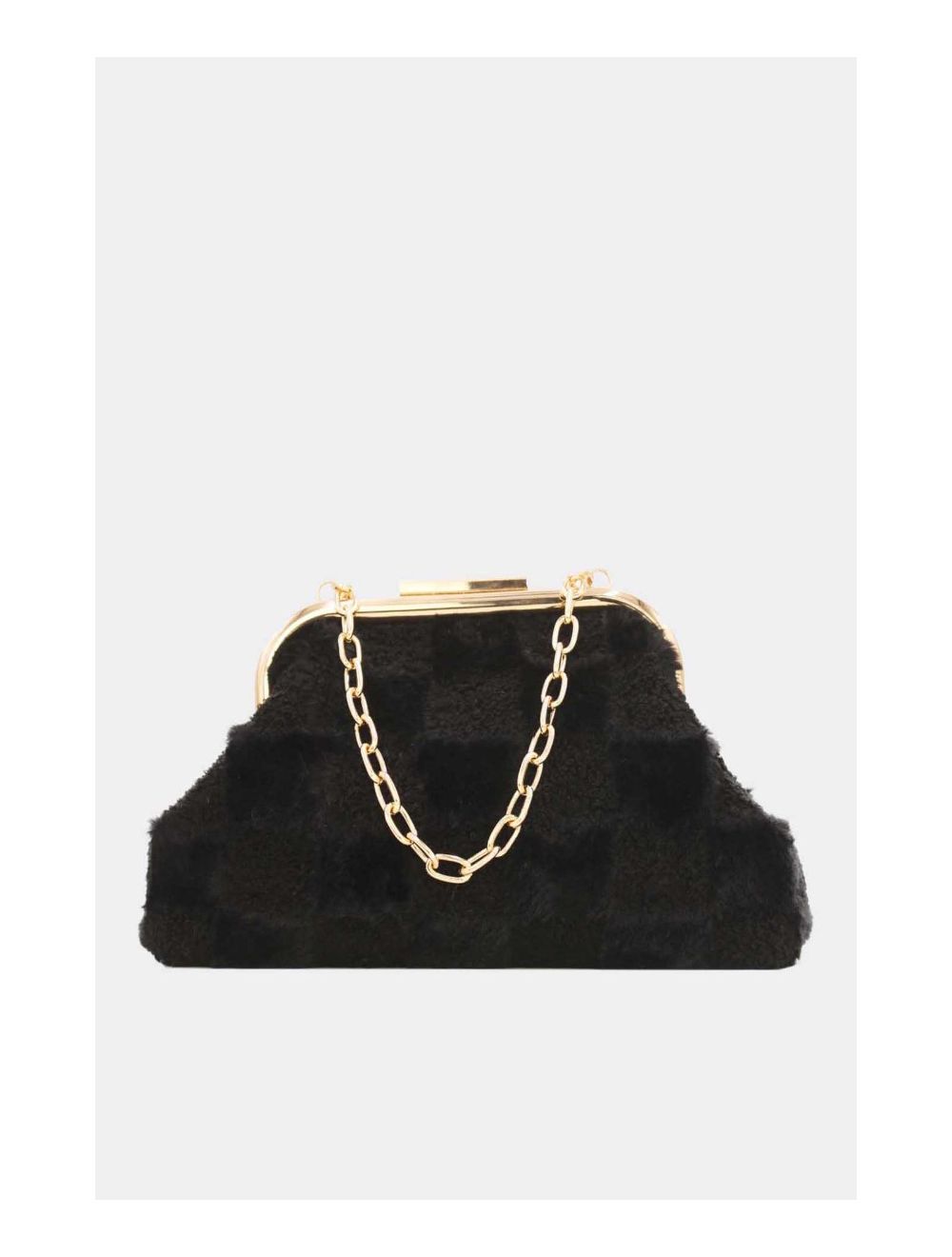 Tom&eva Pochette Fausse Fourrure Avec Chaîne-23P-5683-Noir