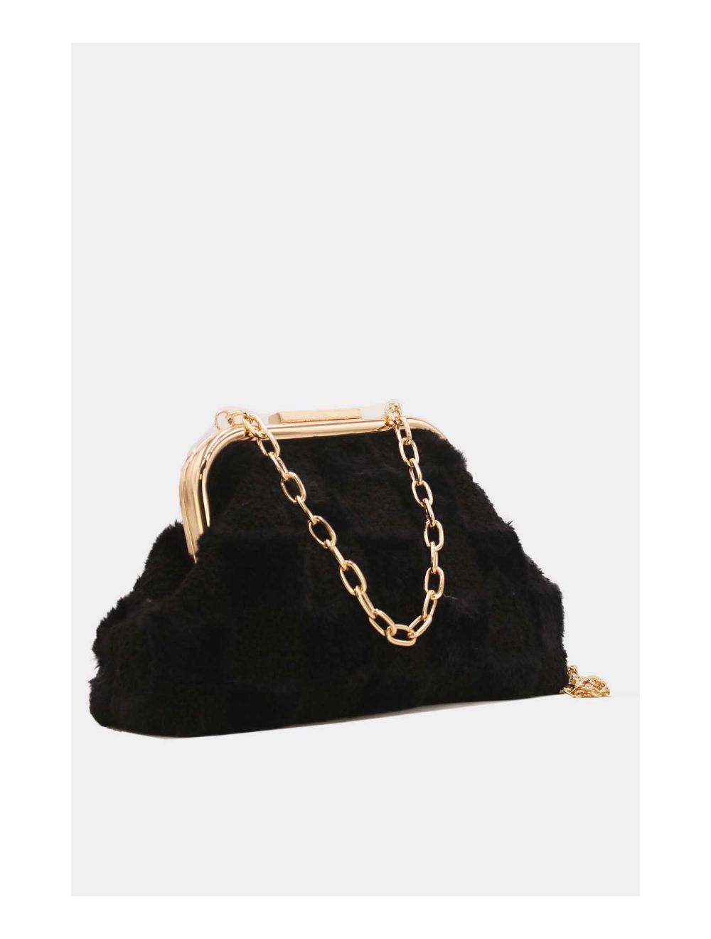 Tom&eva Pochette Fausse Fourrure Avec Chaîne-23P-5683-Noir