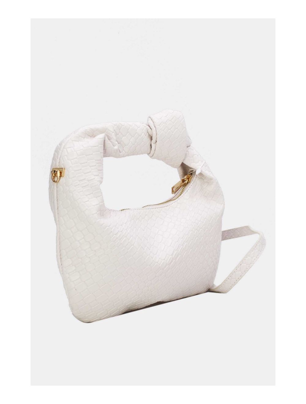 Tom&eva Pochette Forme Crossant Effet Tissé 24P-6098 -Blanc