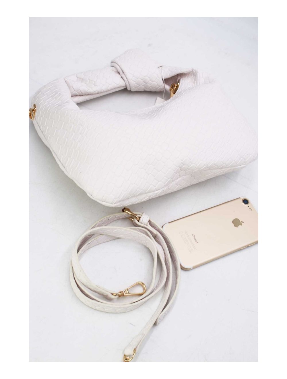 Tom&eva Pochette Forme Crossant Effet Tissé 24P-6098 -Blanc