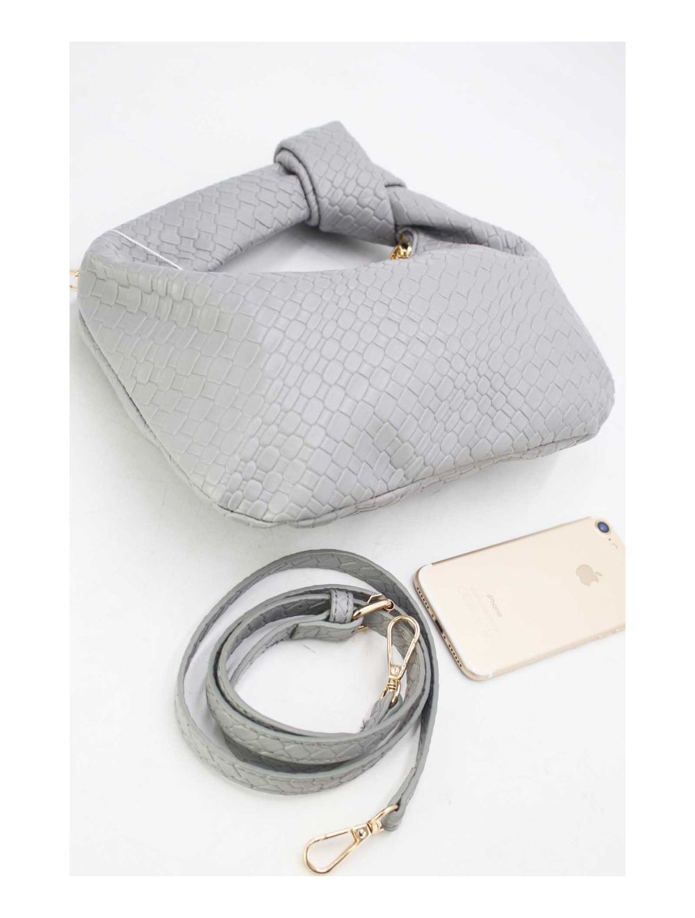 tom&eva Pochette Forme Crossant Effet Tissé 24P-6098 -Gris