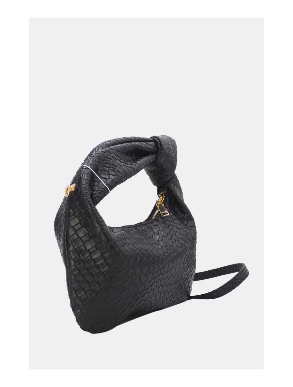 Tom&eva Pochette Forme Crossant Effet Tissé 24P-6098 -Noir