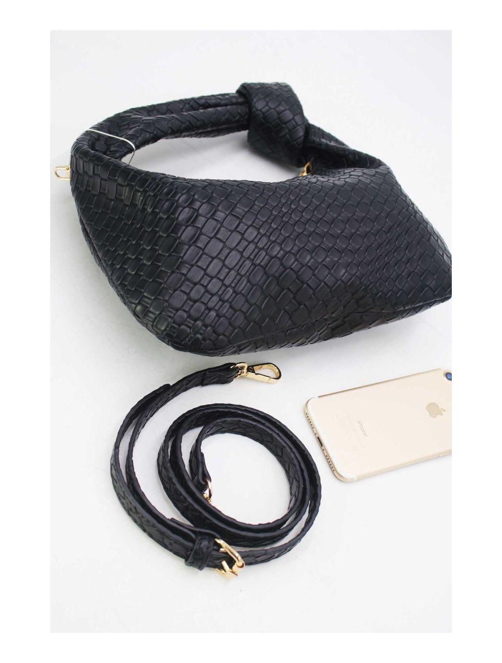 Tom&eva Pochette Forme Crossant Effet Tissé 24P-6098 -Noir